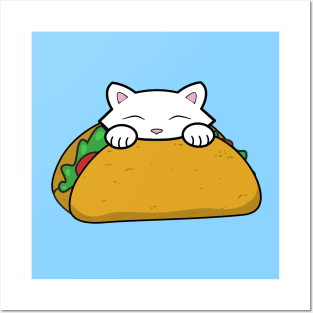 Cute cat eating tacos Posters and Art